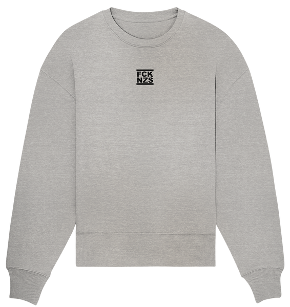 N.O.S.W. BLOCK Gegen Rechts Sweater "FCK NZS" beidseitig bedrucktes Girls Organic Oversize Sweatshirt heather grau