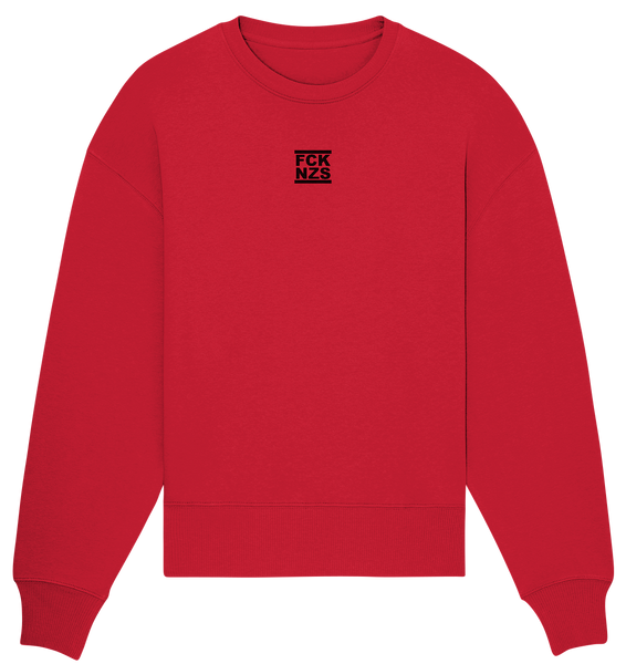 N.O.S.W. BLOCK Gegen Rechts Sweater "FCK NZS" beidseitig bedrucktes Girls Organic Oversize Sweatshirt rot