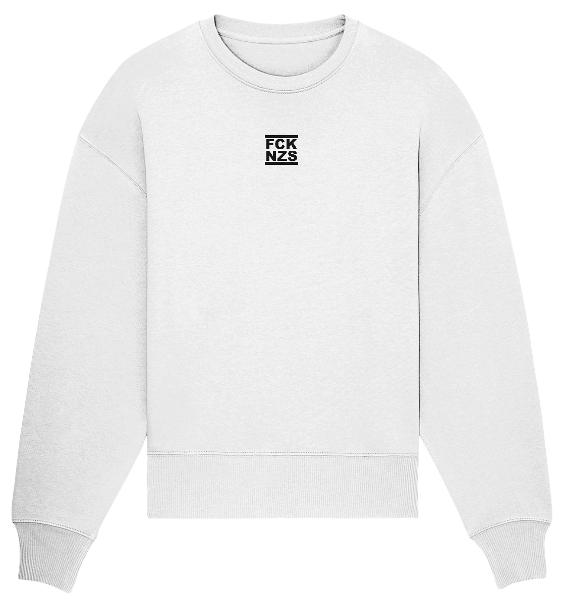 N.O.S.W. BLOCK Gegen Rechts Sweater "FCK NZS" beidseitig bedrucktes Girls Organic Oversize Sweatshirt weiss