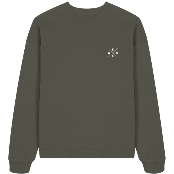 Gegen Rechts Sweater "HANDBALLFANS GEGEN RECHTS" beidseitig bedrucktes Organic Oversize Sweatshirt khaki front