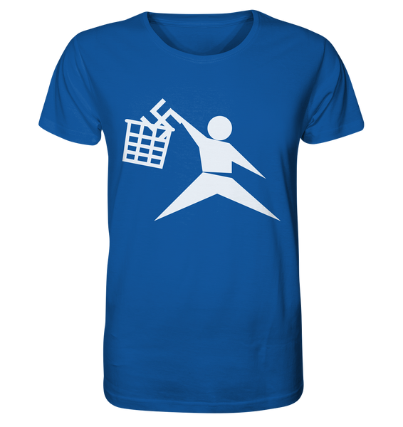 N.O.S.W. BLOCK Gegen Rechts T-Shirt "ANTI-FASCIST BASKETBALL" Männer Organic Rundhals T-Shirt blau