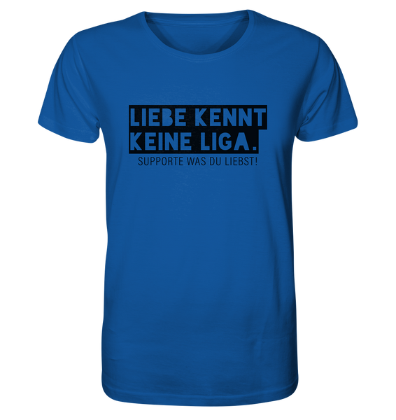 N.O.S.W. BLOCK Fanblock Shirt "LIEBE KENNT KEINE LIGA." Männer Organic Rundhals T-Shirt blau