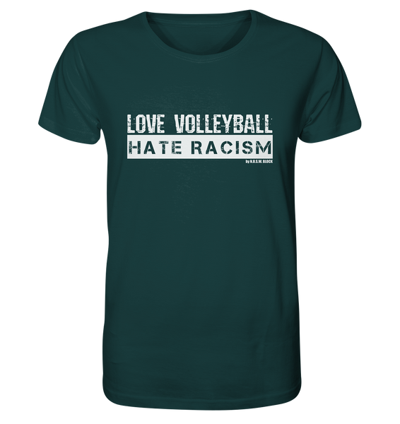 Gegen Rechts Shirt "LOVE VOLLEYBALL HATE RACISM" Männer Organic T-Shirt (100% Bio-Baumwolle)