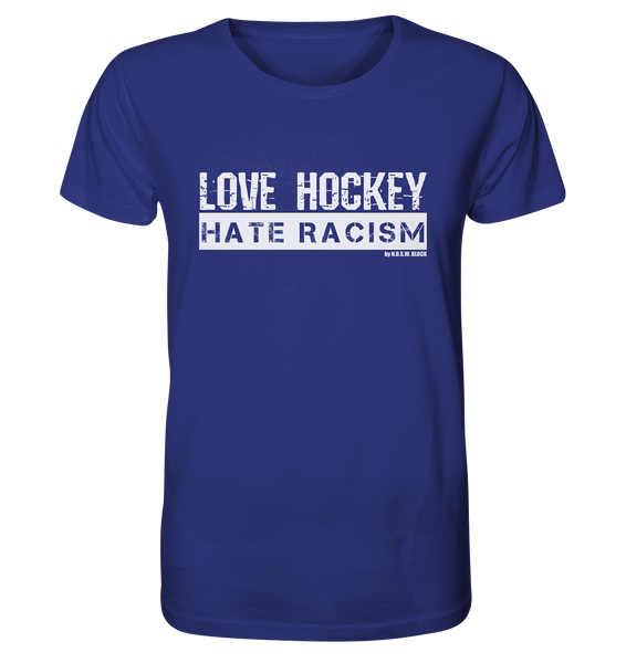 Gegen Rechts Shirt "LOVE HOCKEY HATE RACISM" Männer Organic T-Shirt worker blue