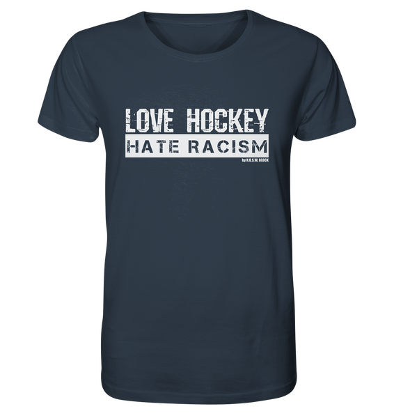 Gegen Rechts Shirt "LOVE HOCKEY HATE RACISM" Männer Organic T-Shirt india ink grey