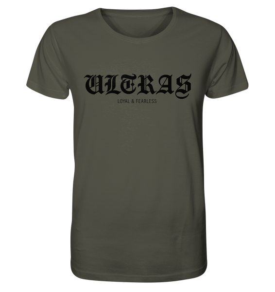 RIOT//GROUNDS Shirt "ULTRAS LOYAL & FEARLESS" Organic T-Shirt khaki
