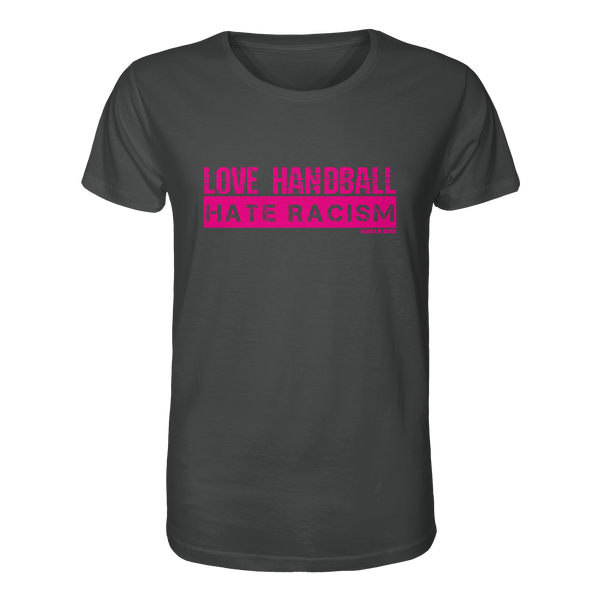 "LOVE HANDBALL HATE RACISM" magenta - Organic Shirt