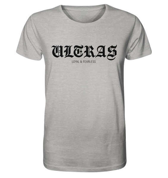 RIOT//GROUNDS Shirt "ULTRAS LOYAL & FEARLESS" Organic T-Shirt heather grey