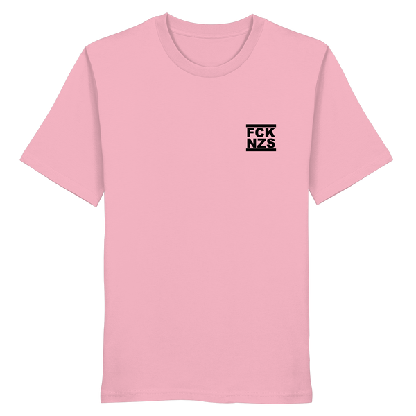 N.O.S.W. BLOCK Gegen Rechts Shirt "FCK NZS" beidseitig bedrucktes Männer Organic T-Shirt cotton pink