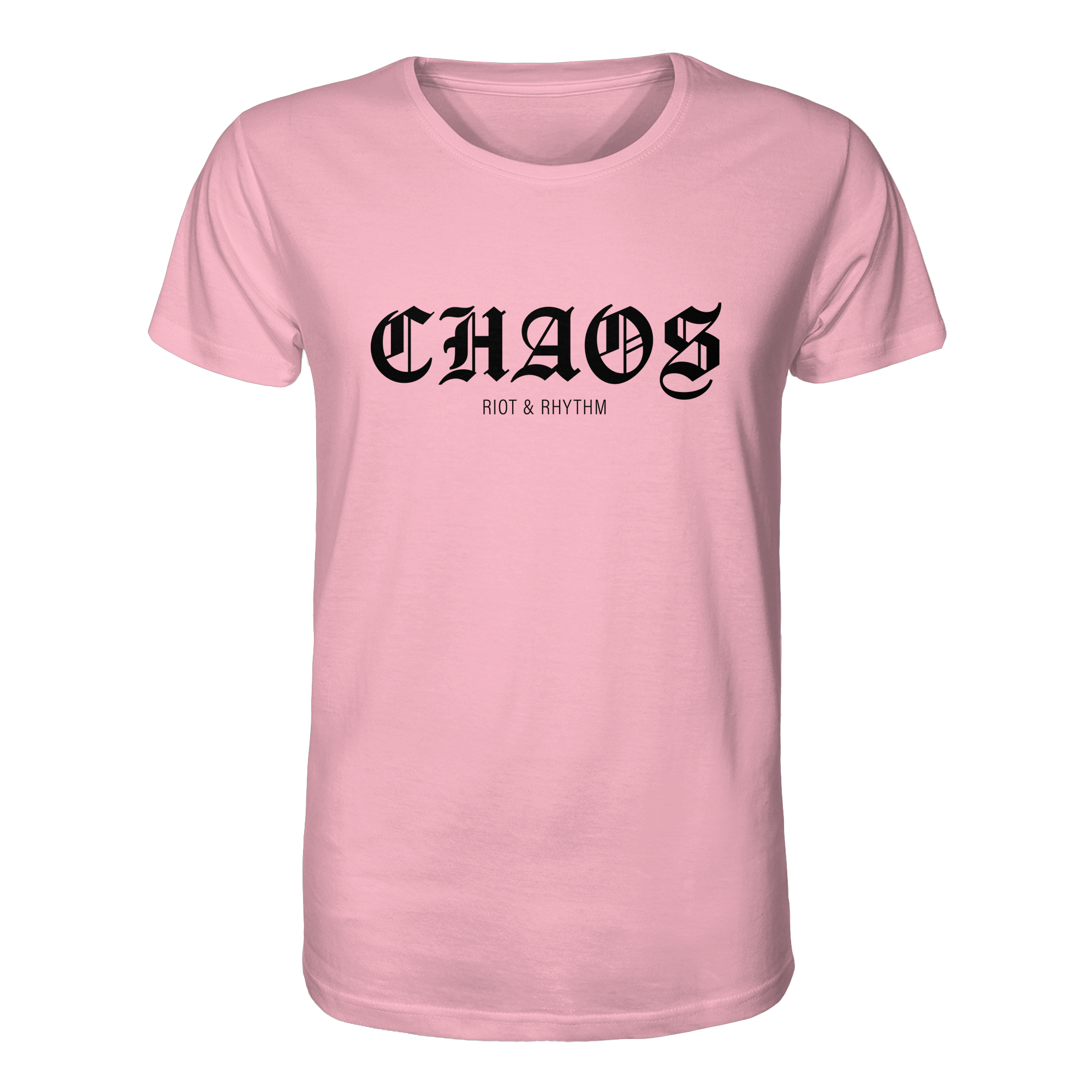 RIOT//GROUNDS Shirt "CHAOS RIOT & RHYTHM" Organic T-Shirt cotton pink