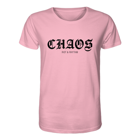 RIOT//GROUNDS Shirt "CHAOS RIOT & RHYTHM" Organic T-Shirt cotton pink
