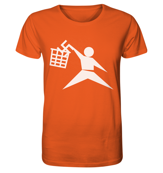 N.O.S.W. BLOCK Gegen Rechts T-Shirt "ANTI-FASCIST BASKETBALL" Männer Organic Rundhals T-Shirt orange