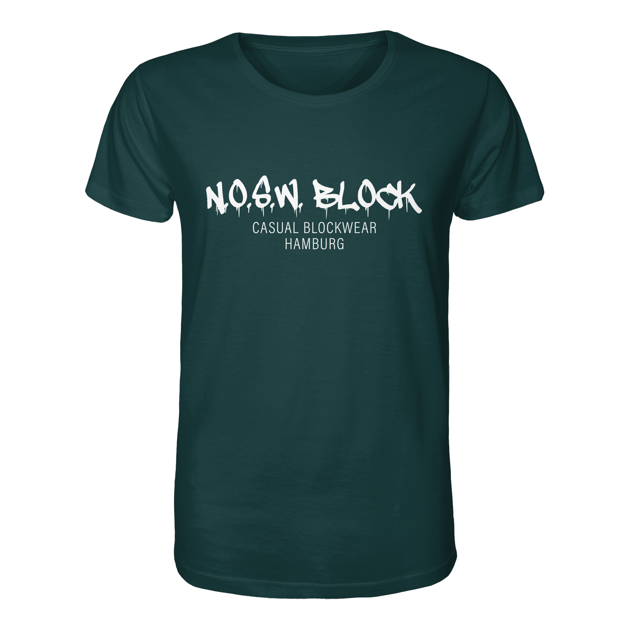 N.O.S.W. BLOCK Shirt "N.O.S.W. BLOCK CASUAL BLOCKWEAR HAMBURG" Männer Organic Rundhals T-Shirt glazed green