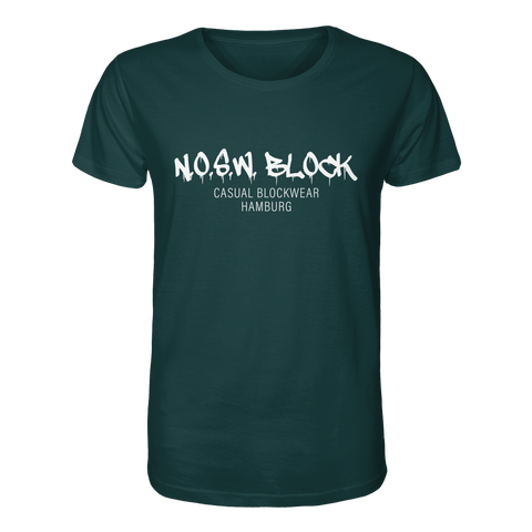 N.O.S.W. BLOCK Shirt "N.O.S.W. BLOCK CASUAL BLOCKWEAR HAMBURG" Männer Organic Rundhals T-Shirt glazed green