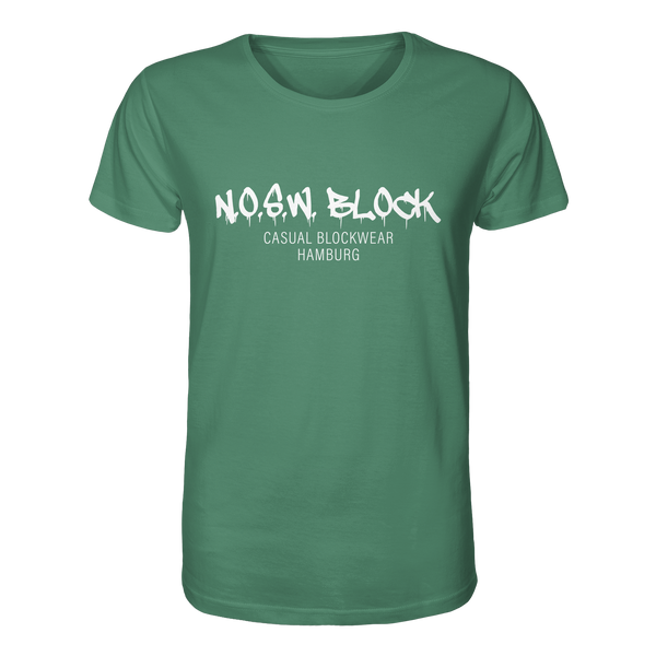 N.O.S.W. BLOCK Shirt "N.O.S.W. BLOCK CASUAL BLOCKWEAR HAMBURG" Männer Organic Rundhals T-Shirt green bay
