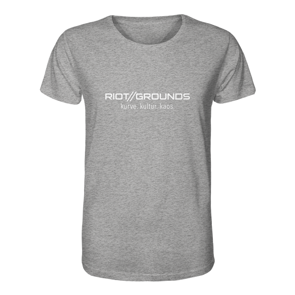 RIOT//GROUNDS Shirt "RIOT//GROUNDS kurve. kulture. kaos." Organic T-Shirt heather grey