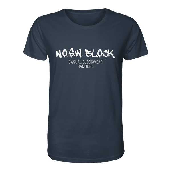 N.O.S.W. BLOCK Shirt "N.O.S.W. BLOCK CASUAL BLOCKWEAR HAMBURG" Männer Organic Rundhals T-Shirt india ink grey