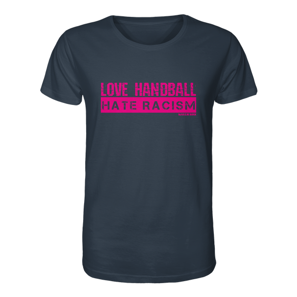 "LOVE HANDBALL HATE RACISM" magenta - Organic Shirt