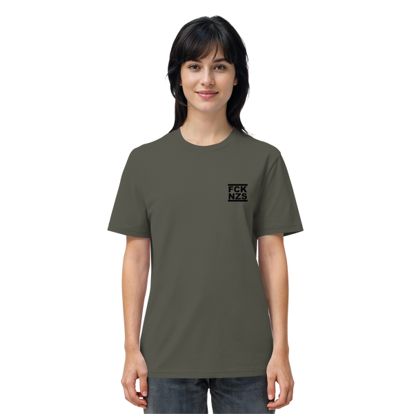 N.O.S.W. BLOCK Gegen Rechts Shirt "FCK NZS" beidseitig bedrucktes Männer Organic T-Shirt khaki