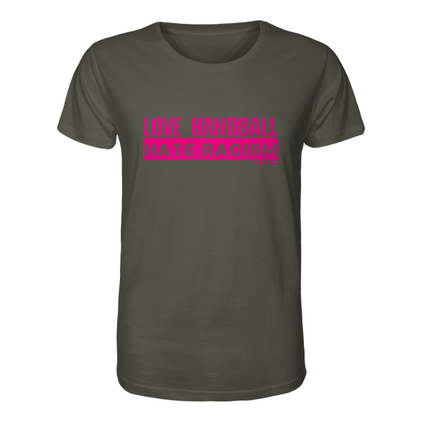 "LOVE HANDBALL HATE RACISM" magenta - Organic Shirt