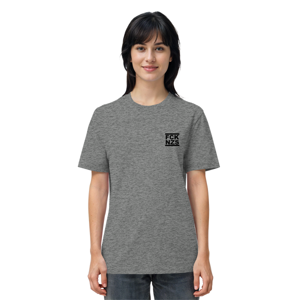 N.O.S.W. BLOCK Gegen Rechts Shirt "FCK NZS" beidseitig bedrucktes Männer Organic T-Shirt mid heather grey