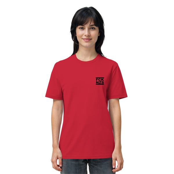 N.O.S.W. BLOCK Gegen Rechts Shirt "FCK NZS" beidseitig bedrucktes Männer Organic T-Shirt red