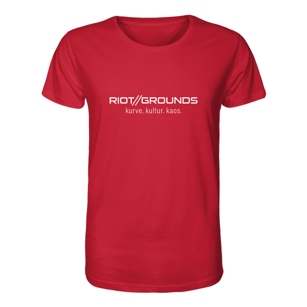 RIOT//GROUNDS Shirt "RIOT//GROUNDS kurve. kulture. kaos." Organic T-Shirt red