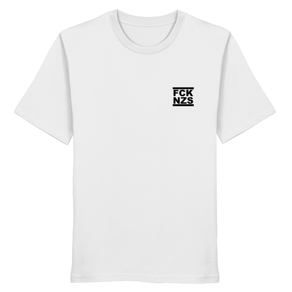 N.O.S.W. BLOCK Gegen Rechts Shirt "FCK NZS" beidseitig bedrucktes Männer Organic T-Shirt white