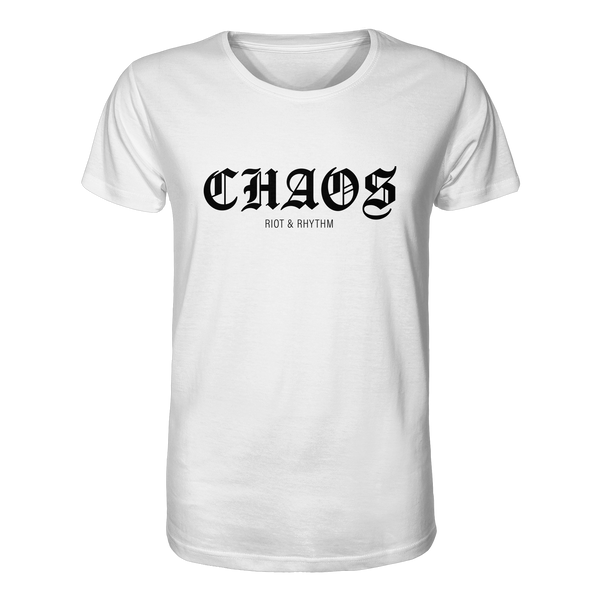 RIOT//GROUNDS Shirt "CHAOS RIOT & RHYTHM" Organic T-Shirt white