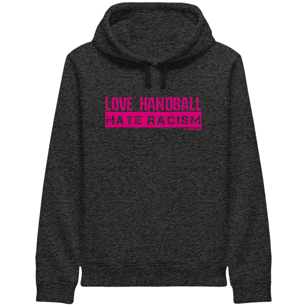 "LOVE HANDBALL HATE RACISM" - magenta Druck - Organic Side Pocket Hoodie