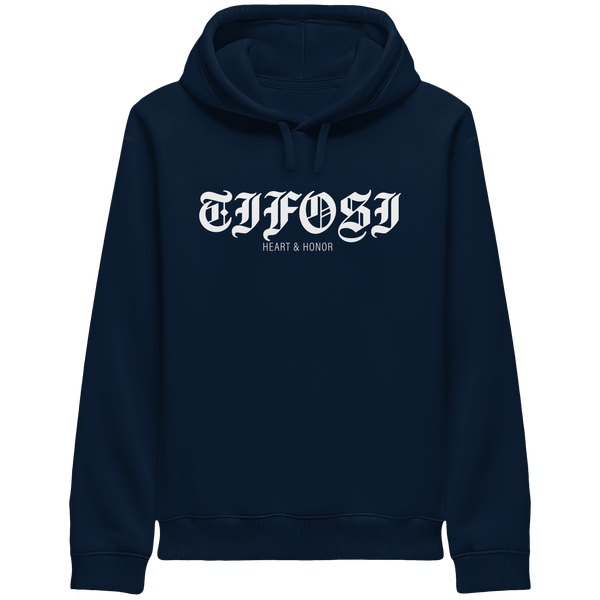 RIOT//GROUNDS Hoodie "TIFOSI HEART & HONOR" Organic Side Pocket Kapuzenpullover french navy