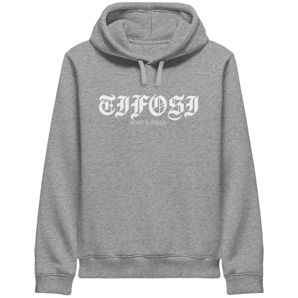RIOT//GROUNDS Hoodie "TIFOSI HEART & HONOR" Organic Side Pocket Kapuzenpullover heather grey
