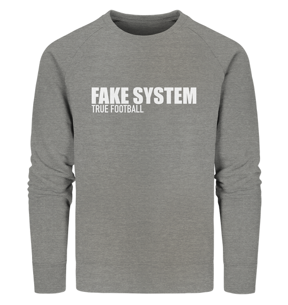 BLOCK.FC Sweater "FAKE SYSTEM TRUE FOOTBALL" Männer Organic Sweatshirt mid heather grau