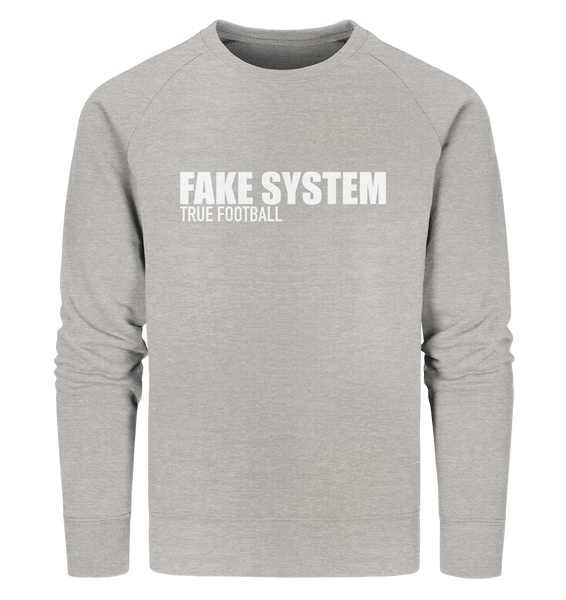 BLOCK.FC Sweater "FAKE SYSTEM TRUE FOOTBALL" Männer Organic Sweatshirt heather grau
