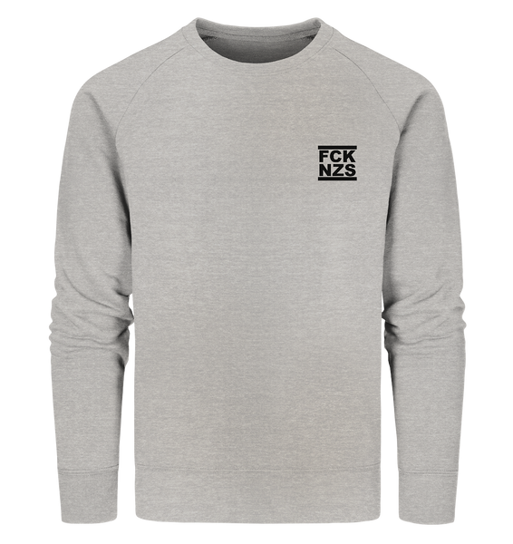 N.O.S.W. BLOCK Gegen Rechts Sweater "FCK NZS" beidseitig bedrucktes Männer Organic Sweatshirt heather grau