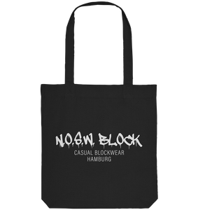 N.O.S.W. BLOCK Tote-Bag "N.O.S.W. BLOCK CASUAL BLOCKWEAR HAMBURG" Organic Baumwolltasche black
