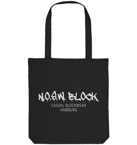 N.O.S.W. BLOCK Tote-Bag "N.O.S.W. BLOCK CASUAL BLOCKWEAR HAMBURG" Organic Baumwolltasche black