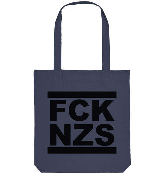 N.O.S.W. BLOCK Gegen Rechts Tote-Bag "FCK NZS" beidseitig bedruckte Organic Baumwolltasche midnight blue