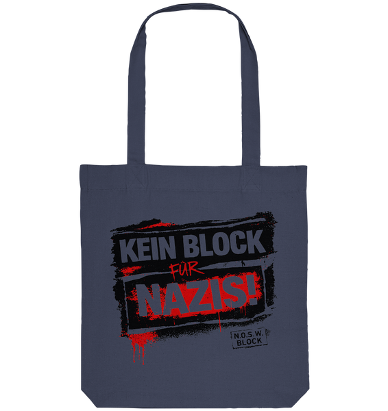 Gegen Rechts Tote-Bag "KEIN BLOCK FÜR NAZIS!" Organic Baumwolltasche midnight blue