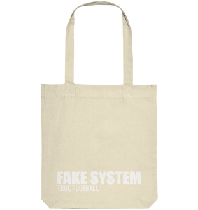 BLOCK.FC Hoodie "FAKE SYSTEM TRUE FOOTBALL" Männer Organic Fashion Kapuzenpullover (85% Bio-Baumwolle, 15% recyceltes Polyester) - Organic Tote-Bag