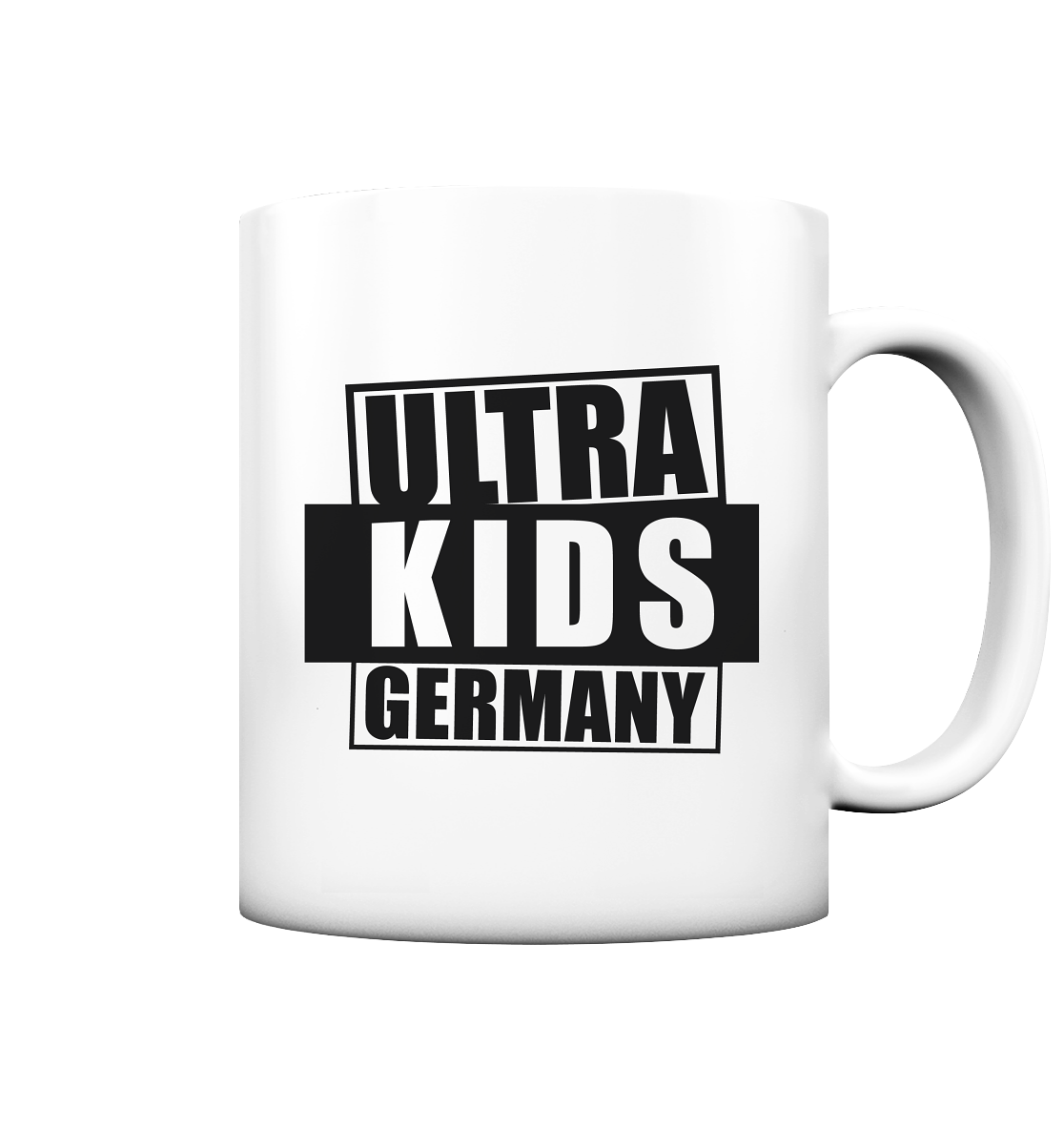 N.O.S.W. BLOCK Fanblock Kaffeetasse "ULTRA KIDS GERMANY" beidseitiger Druck 330 ml Tasse weiß matt
