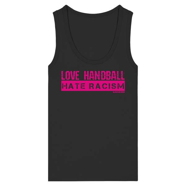 "LOVE HANDBALL HATE RACISM" magenta - Womens Organic Fitted Tank Top