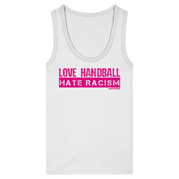 "LOVE HANDBALL HATE RACISM" magenta - Womens Organic Fitted Tank Top