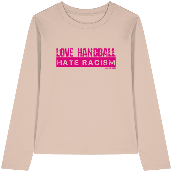 "LOVE HANDBALL HATE RACISM" magenta - Womens Organic Longsleeve T-Shirt