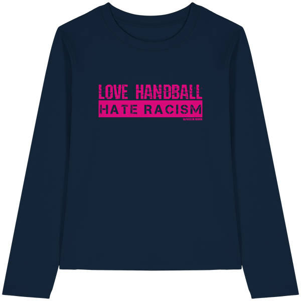 "LOVE HANDBALL HATE RACISM" magenta - Womens Organic Longsleeve T-Shirt