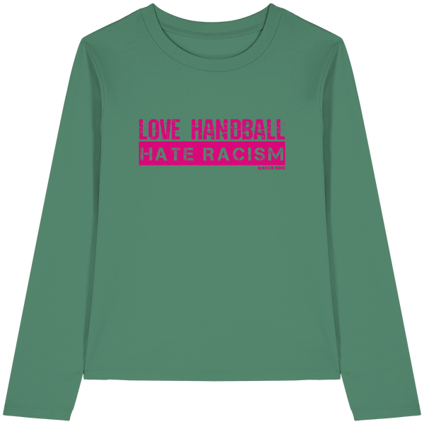 "LOVE HANDBALL HATE RACISM" magenta - Womens Organic Longsleeve T-Shirt