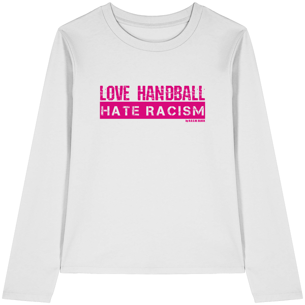 "LOVE HANDBALL HATE RACISM" magenta - Womens Organic Longsleeve T-Shirt