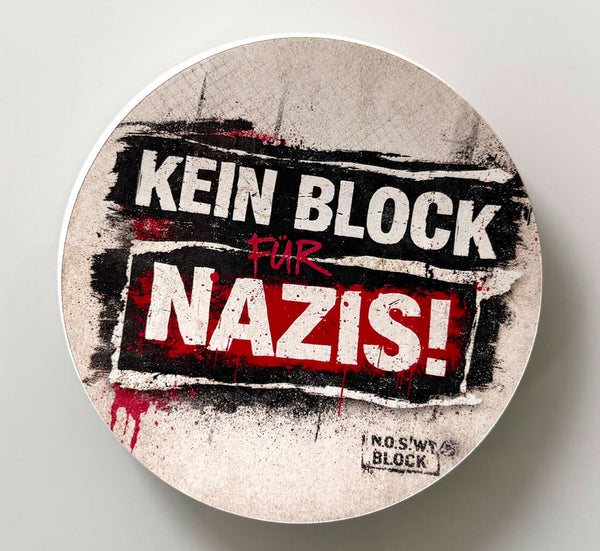 N.O.S.W. BLOCK Sticker „KEIN BLOCK FÜR NAZIS!“ Frontansicht