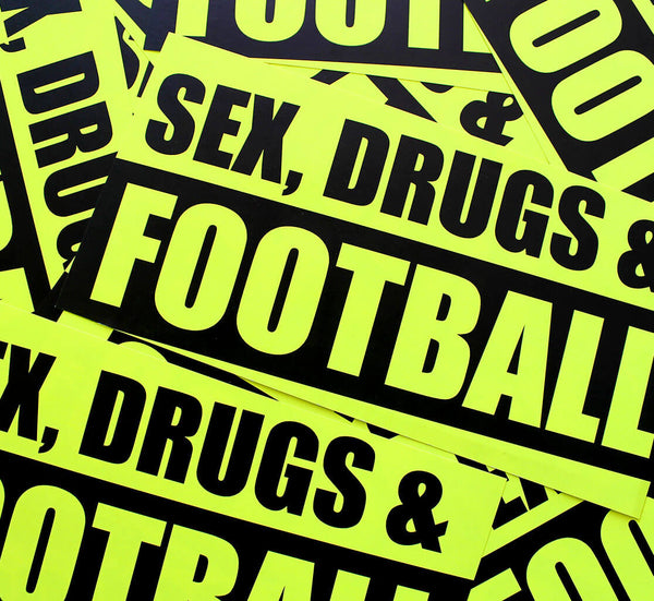 N.O.S.W. BLOCK Sticker „SEX, DRUGS & FOOTBALL“ – Neon-Gelb