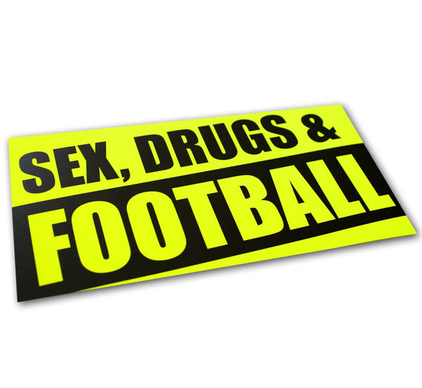 N.O.S.W. BLOCK Sticker „SEX, DRUGS & FOOTBALL“ – Neon-Gelb